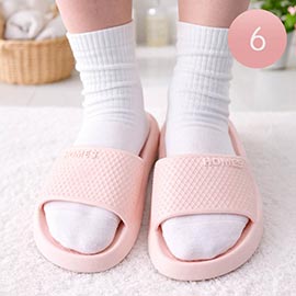 6Pairs - Womens Solid Slide Slippers