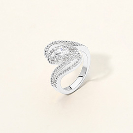 CZ Swirl Statement Ring
