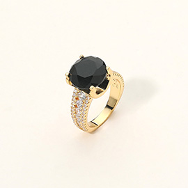 Round Cut CZ Statement Ring