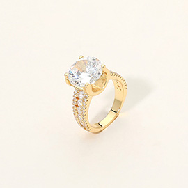 Round Cut CZ Statement Ring