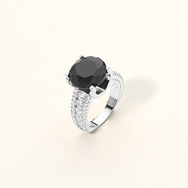 Round Cut CZ Statement Ring