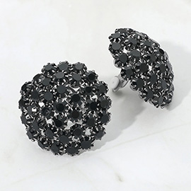 Round Rhinestone Cluster Embellished Evening Clip On Earrings