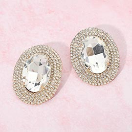 Bold Oval Halo Evening Statement Earrings