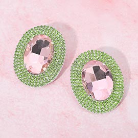 Bold Oval Halo Evening Statement Earrings