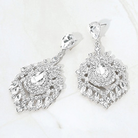 Teardrop Marquise Cluster Embellished Chandelier Drop Evening Earrings