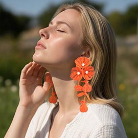 Bold Cutout Floral Cascade Statement Drop Earrings