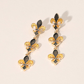 Triple Fleur de Lis Link Drop Earrings