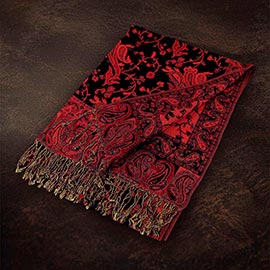 Paisley Pattern Fringe Pashmina Reversible Scarf Shawl