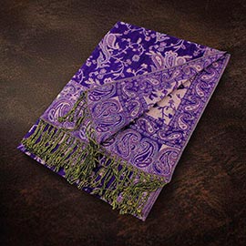Paisley Pattern Fringe Pashmina Reversible Scarf Shawl
