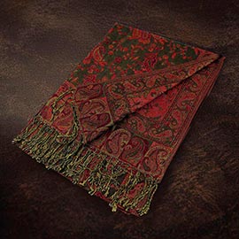 Paisley Pattern Fringe Pashmina Reversible Scarf Shawl