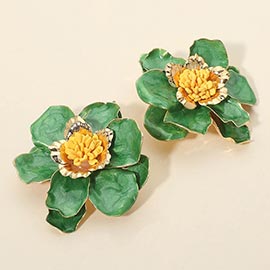 Bold Enamel Flower Statement Earrings