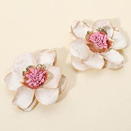 Bold Enamel Flower Statement Earrings