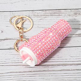 Bling Studded Tumbler Cup Keychain Bag Charm
