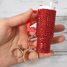 Bling Studded Tumbler Cup Keychain Bag Charm