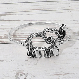Antique Metal Open Elephant Bangle Bracelet