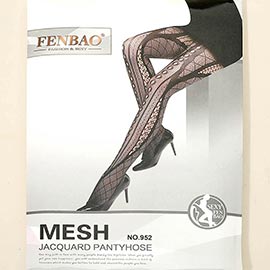 Women Mesh Jacquard Pattern Fishnet Cutout Pantyhose Tights