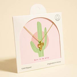 Gold Dipped Cactus Pendant Necklace