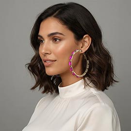 Oversized Glass Stone Evening Hoop Earrings