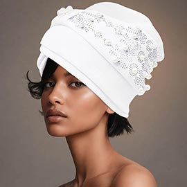 Pearl Embellished Statement Turban Hair Wrap