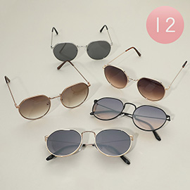 12Pairs - Round Wire Frame Sunglasses