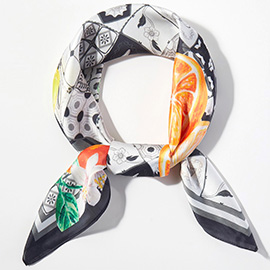 Citrus Mosaic Print Square Bandana Scarf
