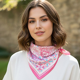 Garden Tile Mosaic Print Square Bandana Scarf