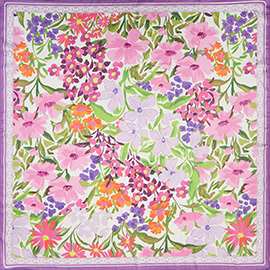 Vintage Floral Garden Print Square Bandana Scarf
