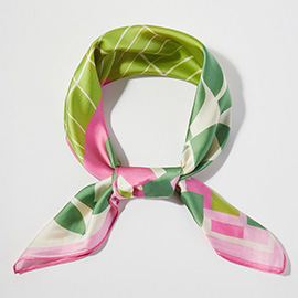 Geometric Color Block Print Square Bandana Scarf