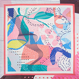 Abstract Collage Print Square Bandana Scarf