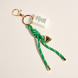 Mahjong Tile Heart Charm Knot Strap Drop Keychain Bag Charm