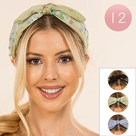 12PCS - Sequin Embellished Knot Headbands