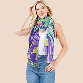 Abstract Floral Pattern Print Lightweight Wrap Scarf