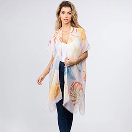 Abstract Pattern Sheer Kimono Wrap Poncho